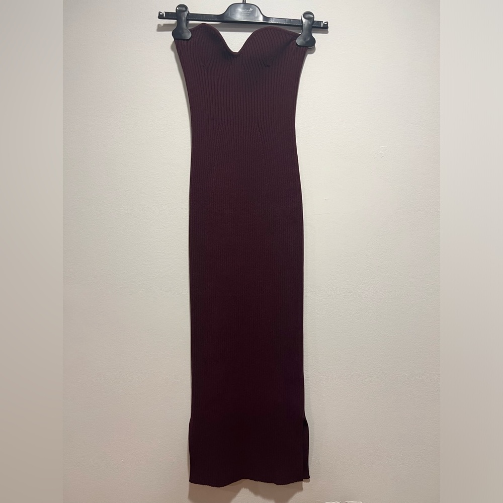 KHAITE Burgundy Strapless Dress - Picture 4 of 7